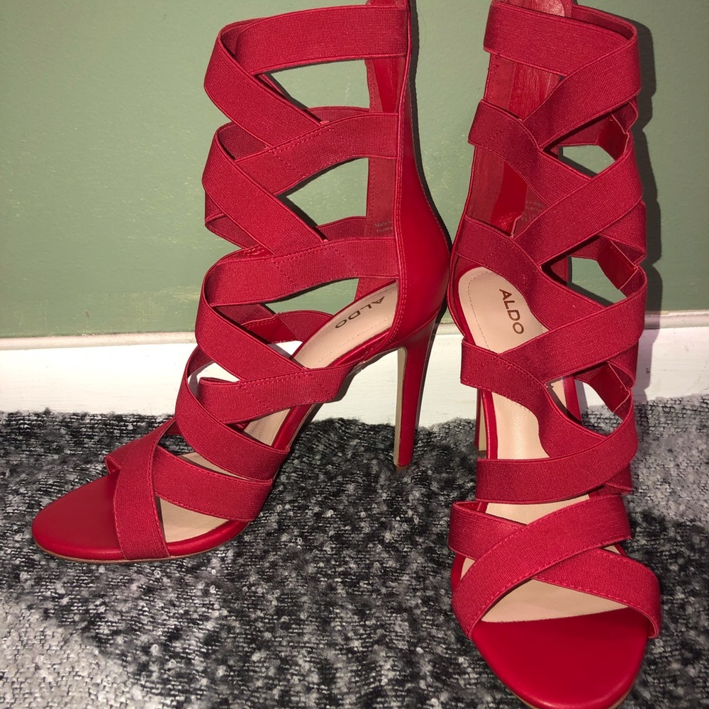 Straps Red ALDO Heels - Never Worn!